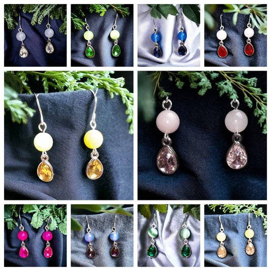 Teardrop & Stone Earrings