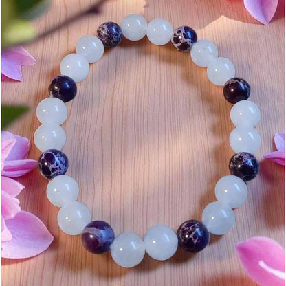 Purple & White Beaded Bracelet