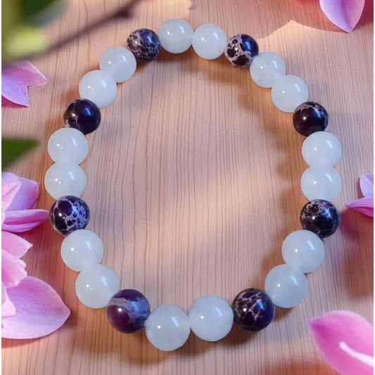 Purple & White Beaded Bracelet