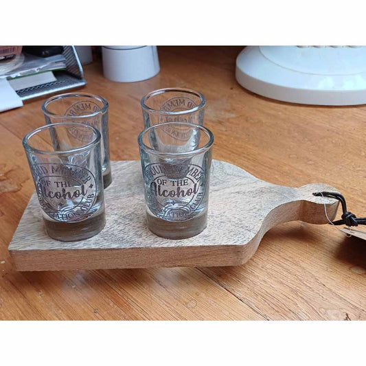4 Shot Glasses in Stand