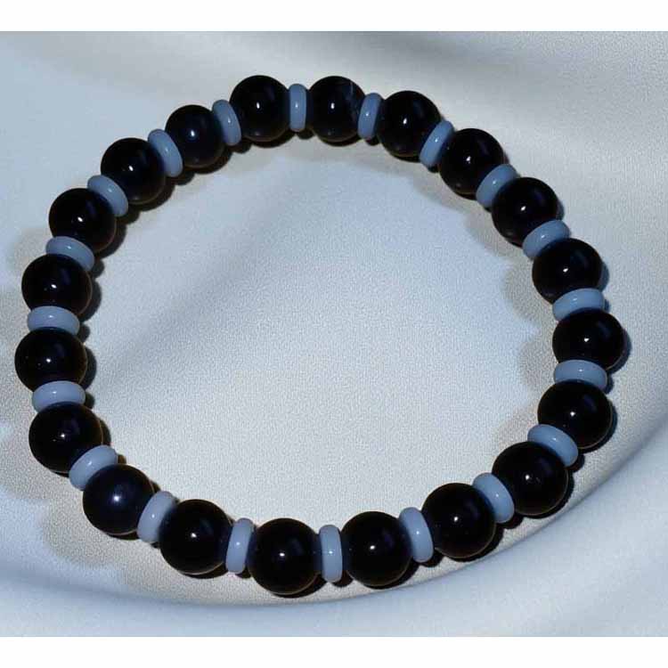 Obsidian & Calcite Beaded Bracelet