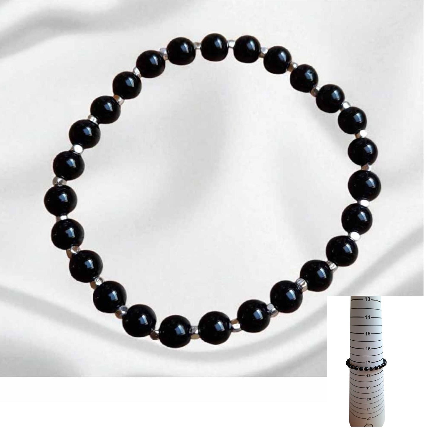 Black & Silver Agate Bracelet