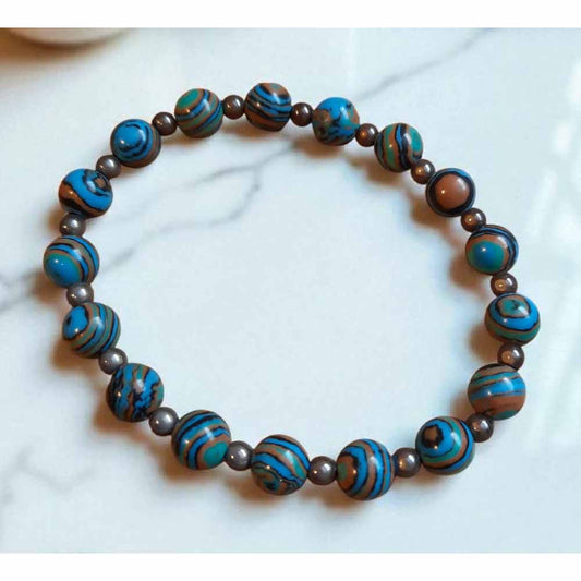 Blue / Green Banded Agate Bracelet