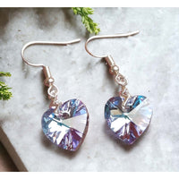 Faceted Glass Heart Earrings