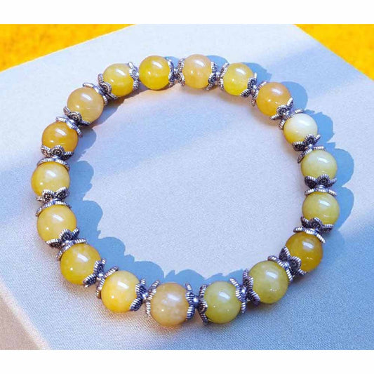 Yellow and Silver Beaded Bracelet