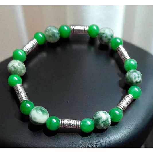 Silver & Green Stone Bracelet