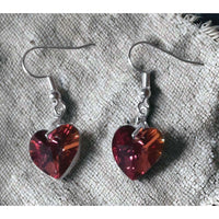Faceted Glass Heart Earrings