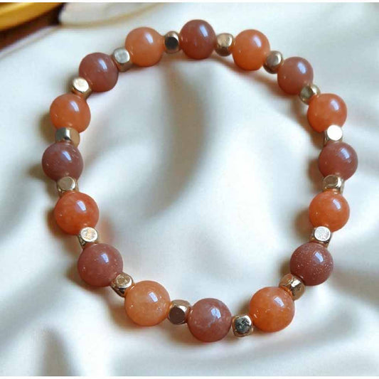 Orange & Gold Beaded Bracelet