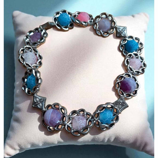 Cracked Agate Bracelet - Blue, Pink, Purple