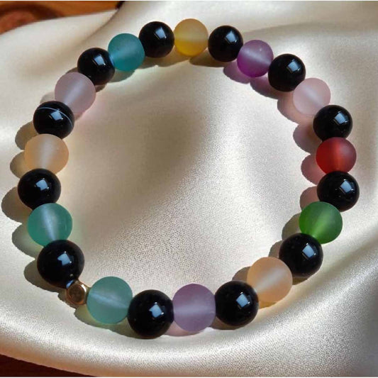 Agate & Glass Beaded Bracelet