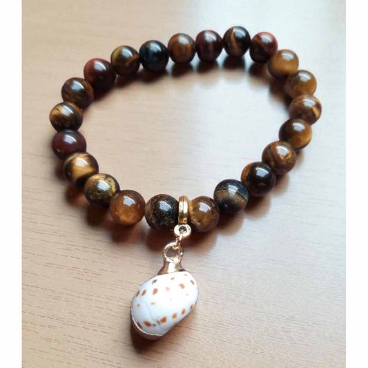Tiger Eye & Seashell Bracelet