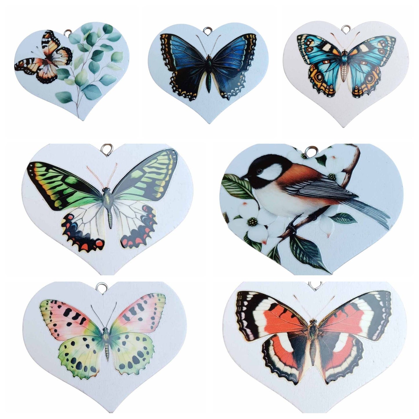 Decorative Hanging Hearts - Birds & Butterflies