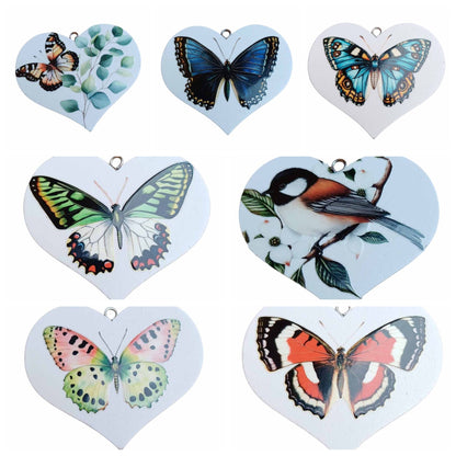 Decorative Hanging Hearts - Birds & Butterflies
