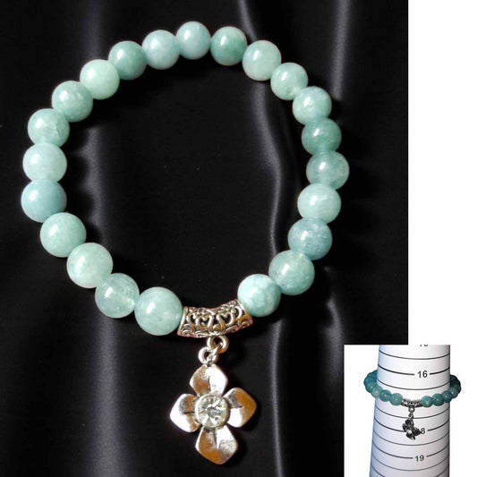 Chalcedony Beaded Bracelet with Charm