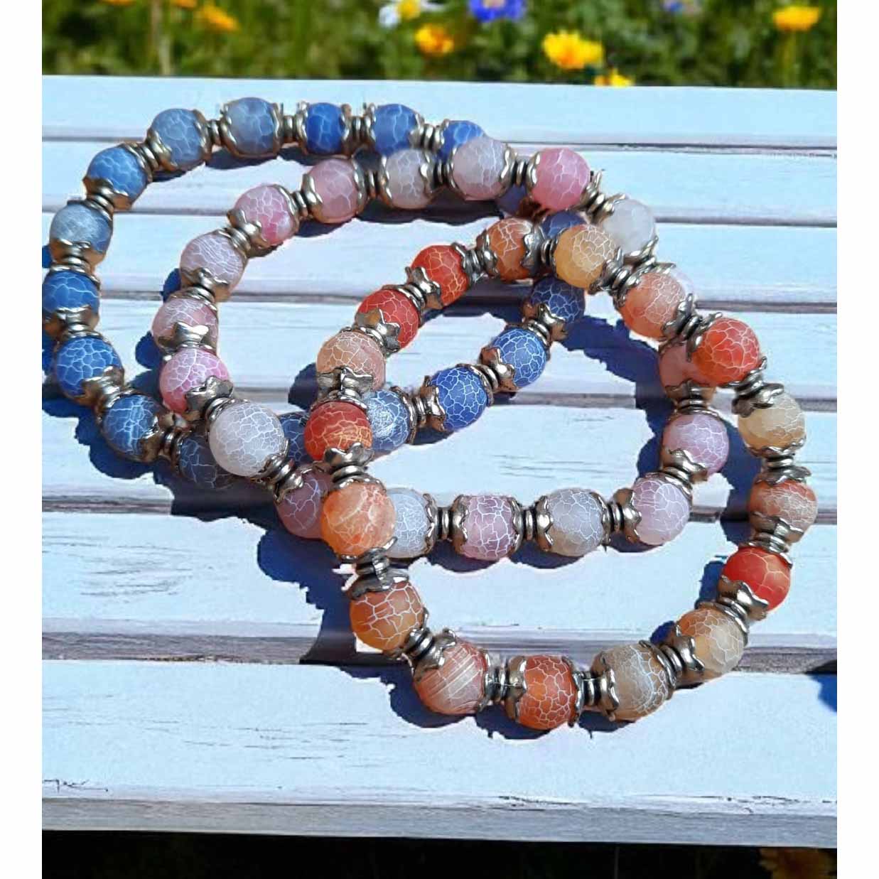 Set of 3 Cracked Agate Stacking Bracelets