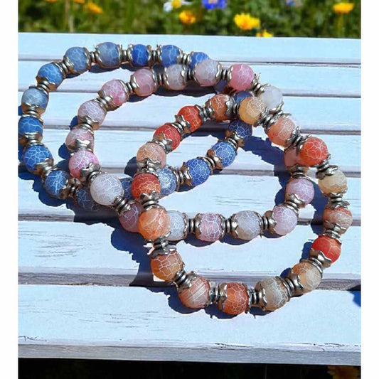 Set of 3 Cracked Agate Stacking Bracelets