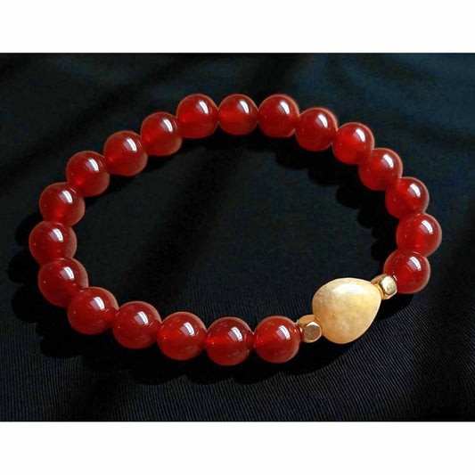 Carnelian & Agate Beaded Bracelet