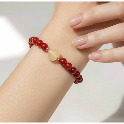 Carnelian & Agate Beaded Bracelet