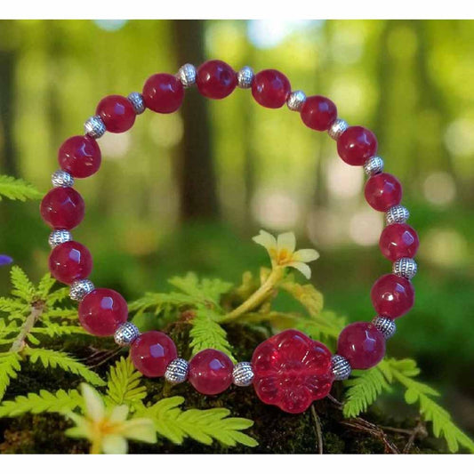 Red Jade & Czech Glass Bracelet