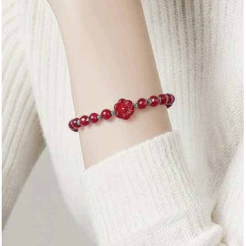 Red Jade & Czech Glass Bracelet