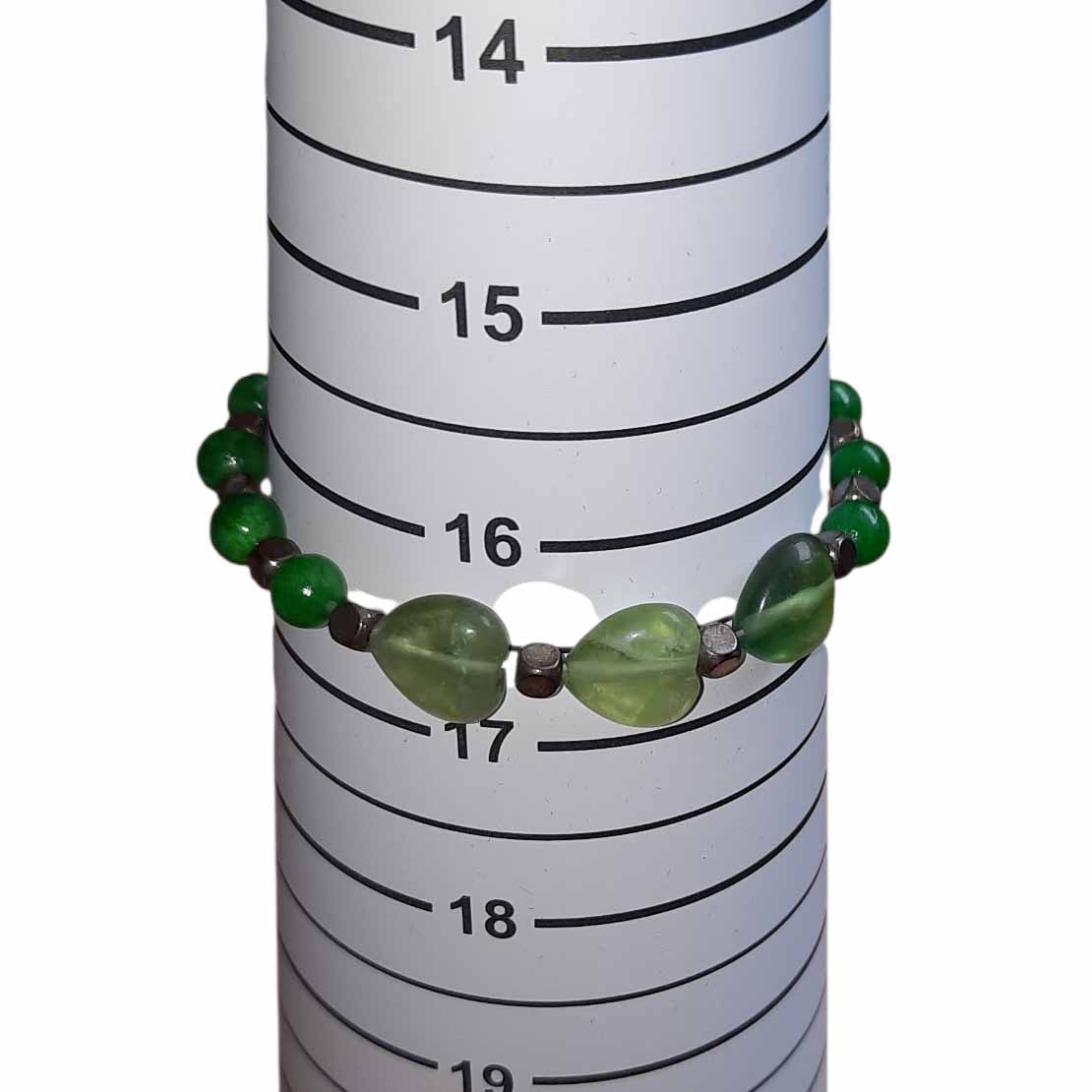 Green Bead & Hearts Bracelet