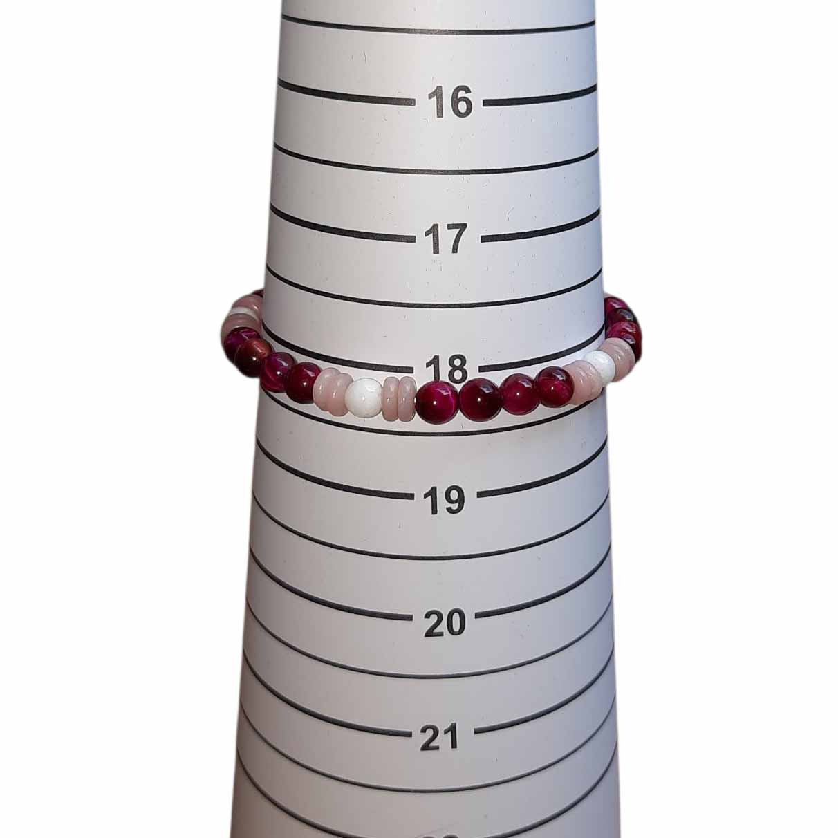 Pink & White Stone Beaded Bracelet