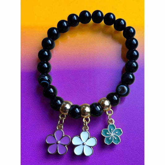 Agate & Enamel Beaded Bracelet