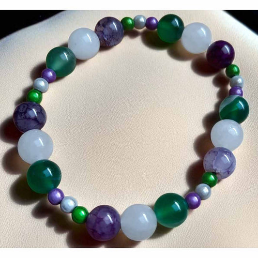 Mixed Stone Bracelet - Green, Purple, White