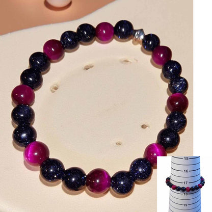 Goldstone & Fuchsia Agate Bracelet