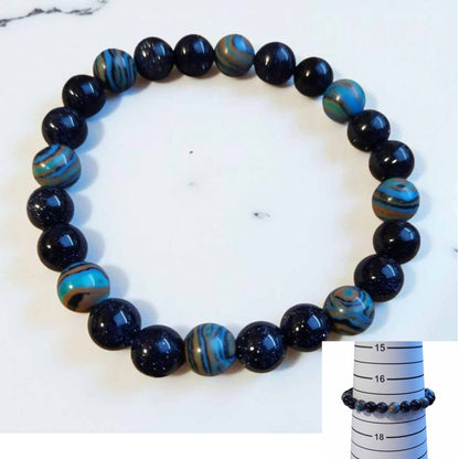 Goldstone & Blue Agate Bracelet