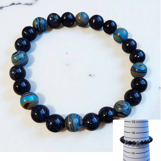 Goldstone & Blue Agate Bracelet