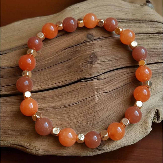Orange & Gold Beaded Bracelet