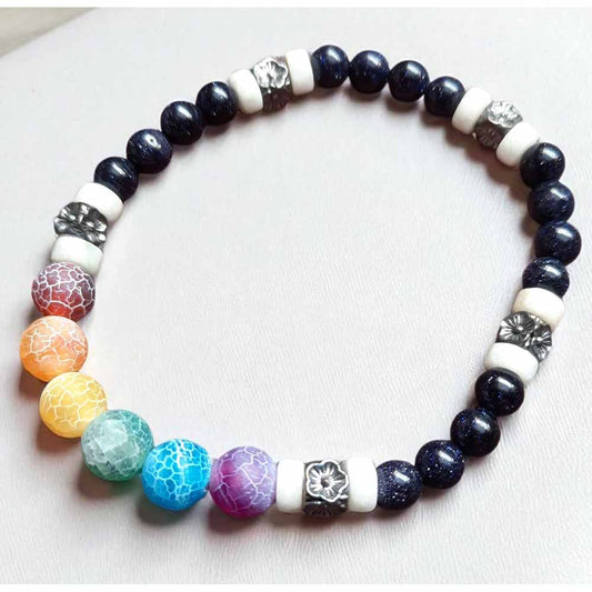 Agate & Glass Bracelet - Rainbow Colours