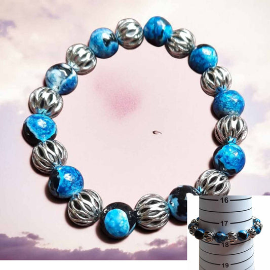 Blue & Silver Fire Agate Bracelet