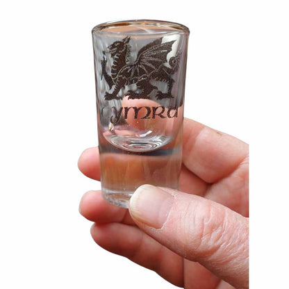 6 Welsh Dragon Shot Glasses in Stand