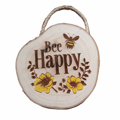 Bee Happy Wooden Sign