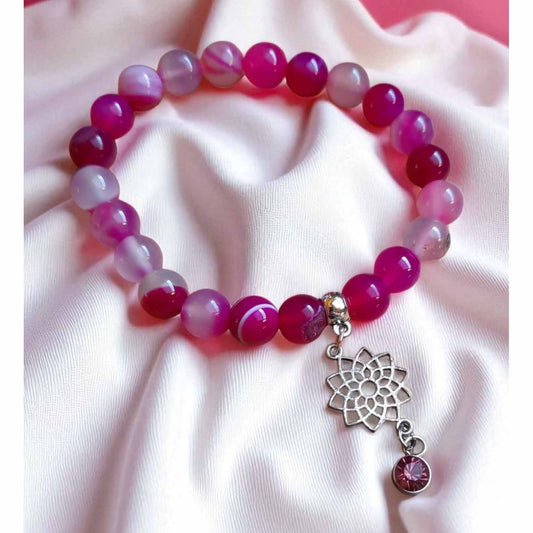 Pink Agate & Charm Bracelet