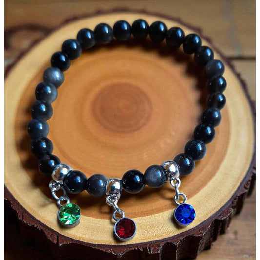 Obsidian & Glass Bracelet
