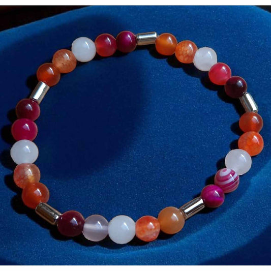 Mixed Agate Bracelet - Pinks, White, Oranges
