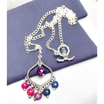 Pink Purple & Blue Chandelier Necklace
