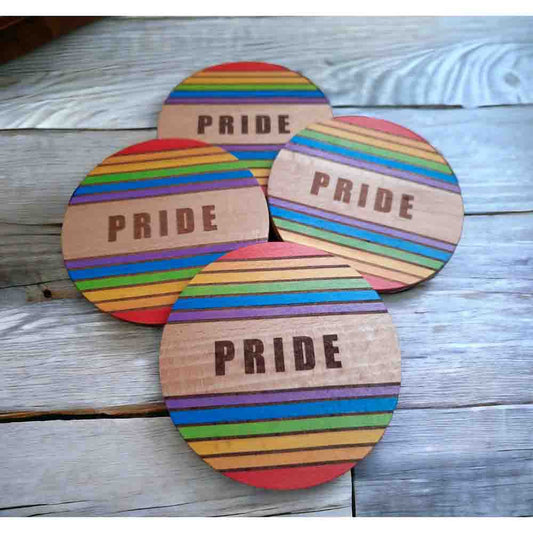 4 Beechwood Coasters - PRIDE