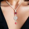 Mandala & Red Glass Necklace