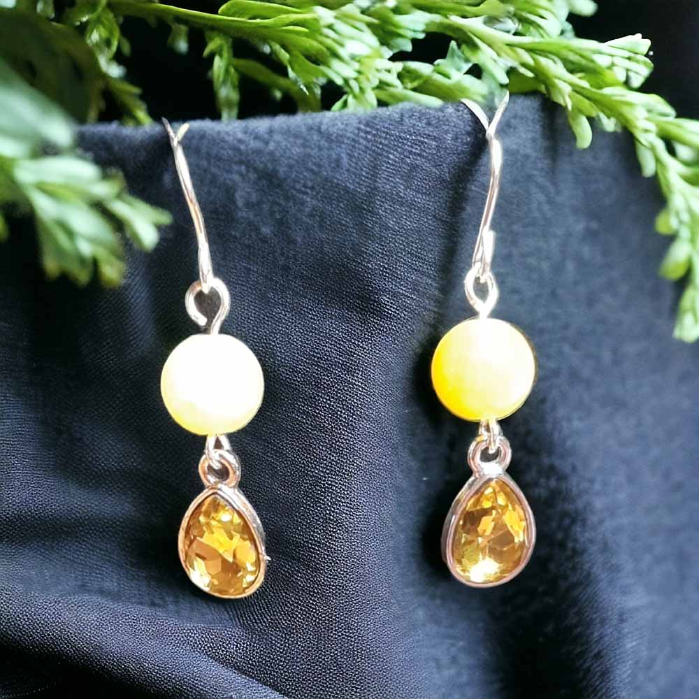 Teardrop & Stone Earrings