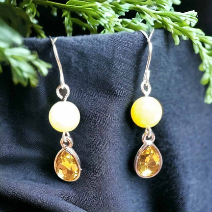 Teardrop & Stone Earrings