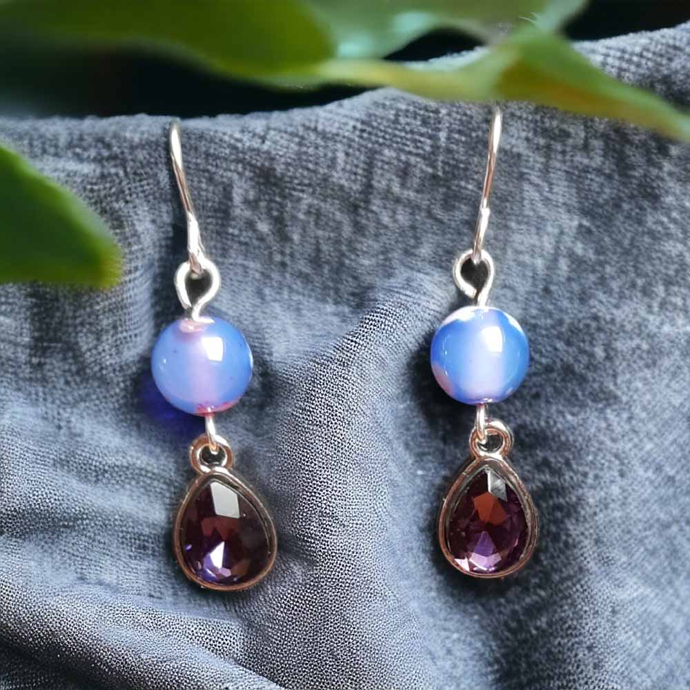 Teardrop & Stone Earrings