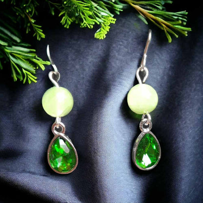 Teardrop & Stone Earrings