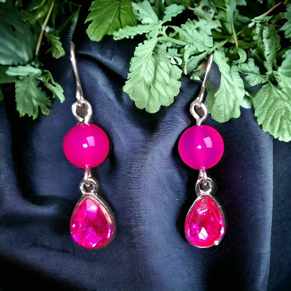 Teardrop & Stone Earrings