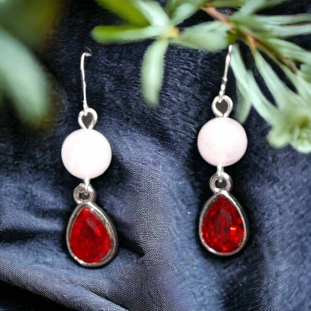 Teardrop & Stone Earrings