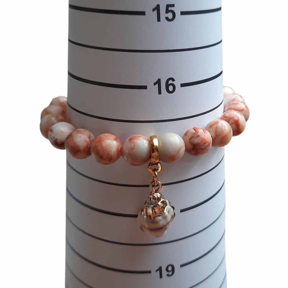 Rhodonite Bracelet with Shell Charm