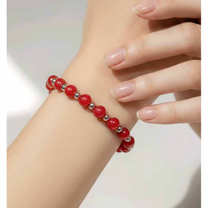 Red Jade Beaded Bracelet